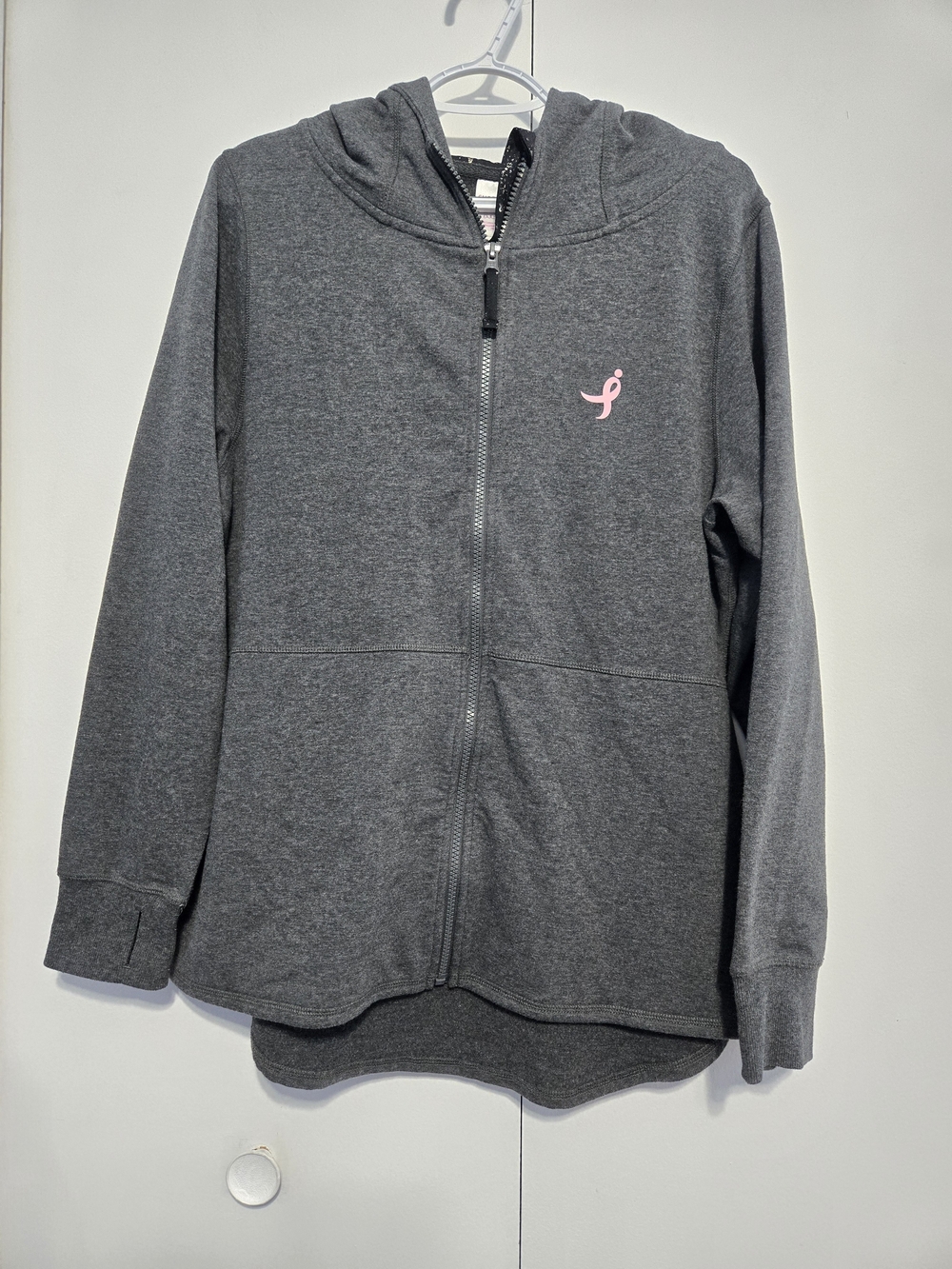 Susan G. Komen Earth Yoga Gray Zip Hoodie‎ XXL Pink Ribbon Active Jacket